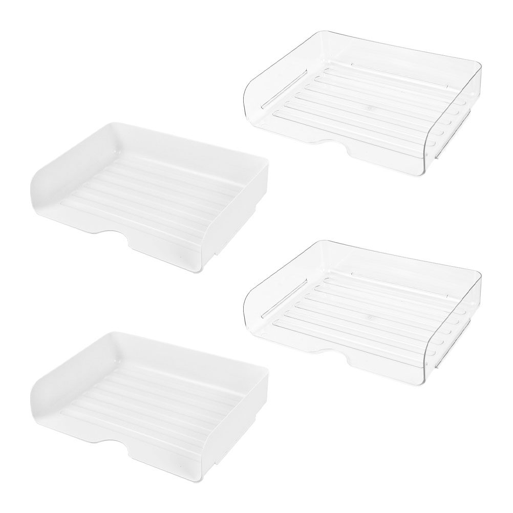 Desktop Filing Tray - 4Pcs Clear Stackable Desk Organizer Tray