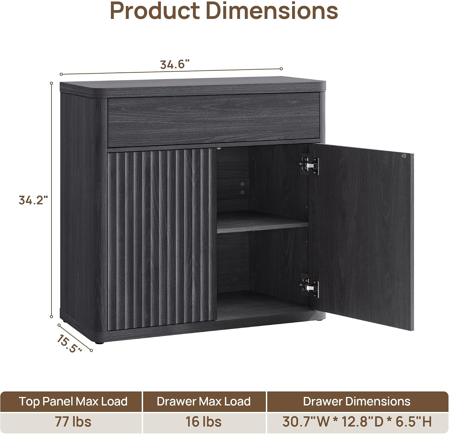 34.6‑Inch Modern Fluted Sidebo - Credenza Office Storage review and price