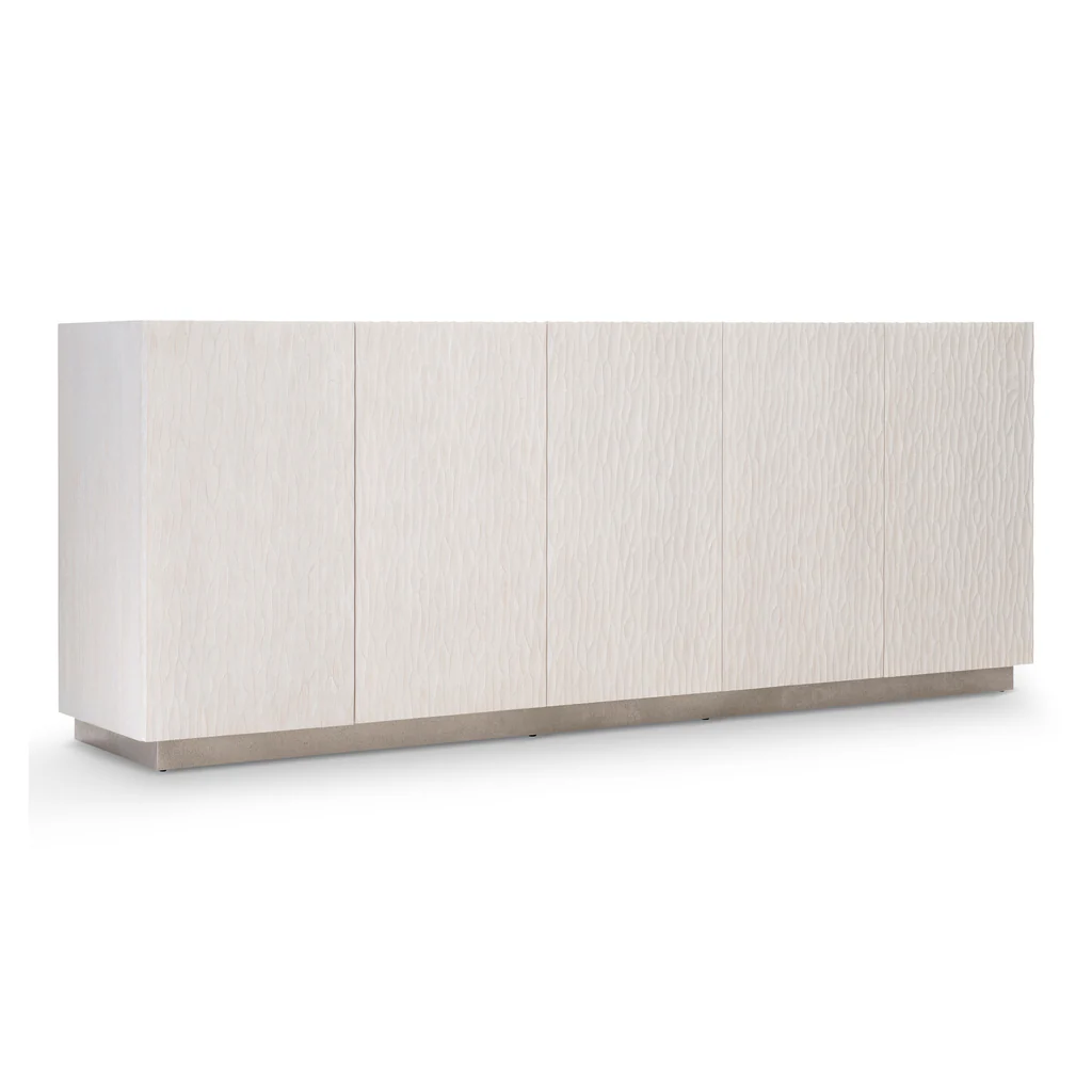 ^Modern White Wavy Textured TV - Credenza Office Storage review and price