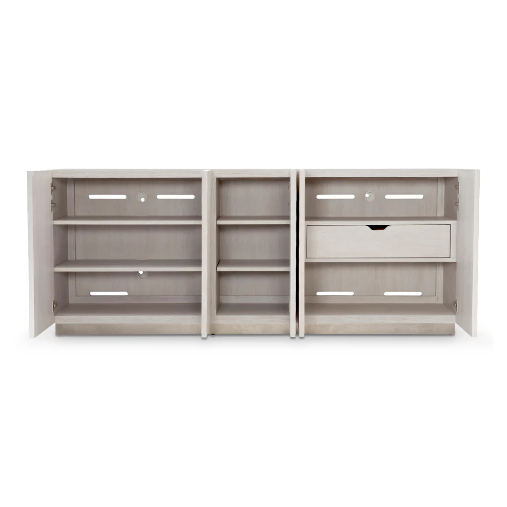 ^Modern White Wavy Textured TV - Credenza Office Storage review and price